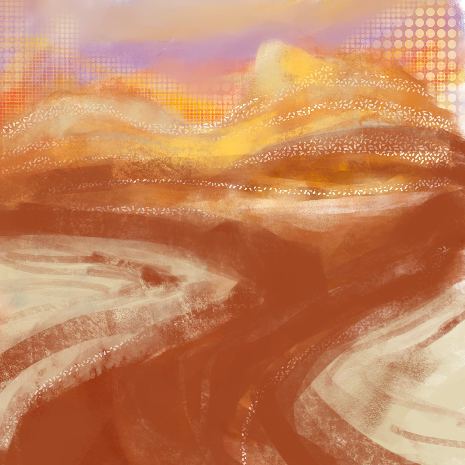 red landscape — original painting